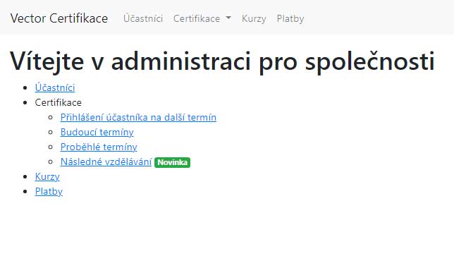 Modul do administrace pro společnosti následné vzdělávání